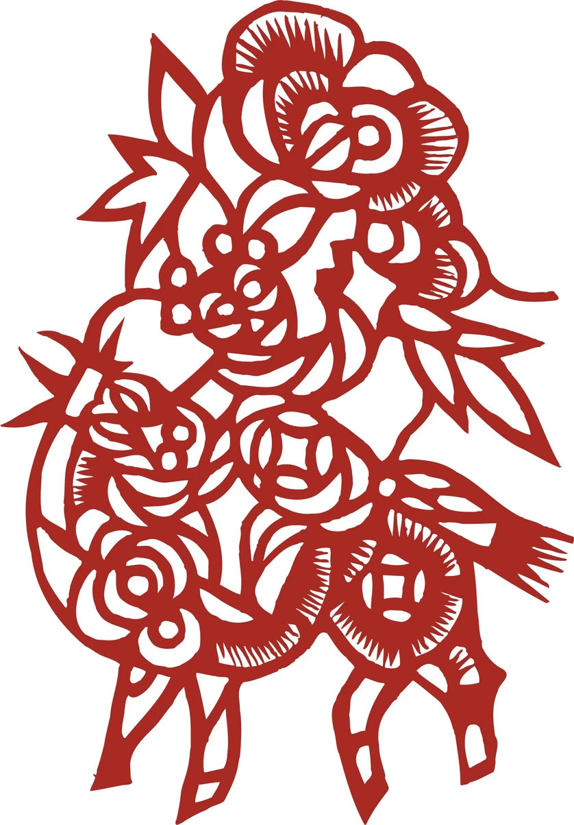 中国风中式传统喜庆民俗人物动物窗花剪纸插画边框AI矢量PNG素材【2186】